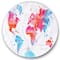 Designart - World Map In Pink and Blue - Modern Metal Circle Wall Art